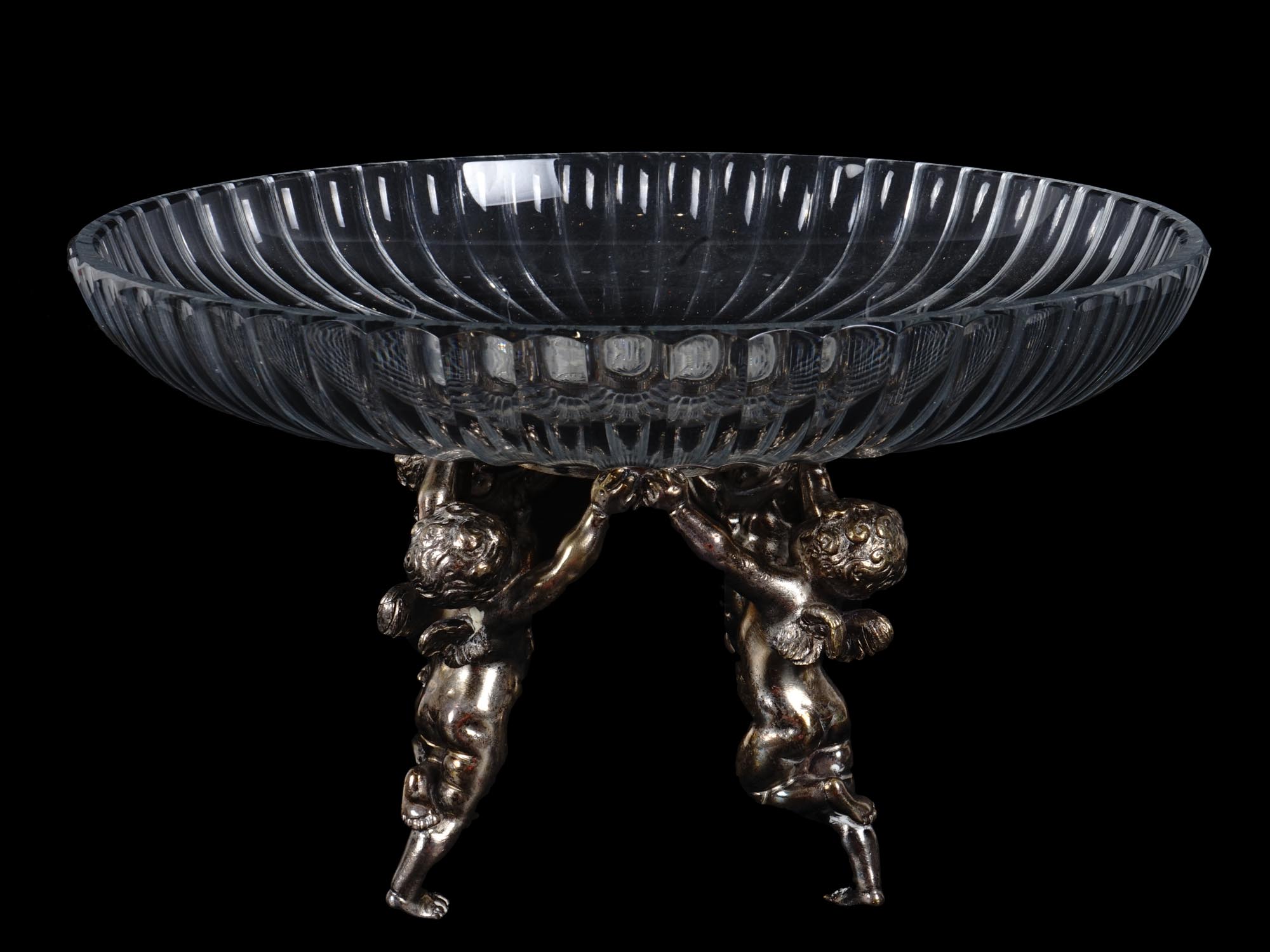 BACCARAT CRYSTAL GLASS SILVERED BRONZE FRUIT BOWL PIC-1